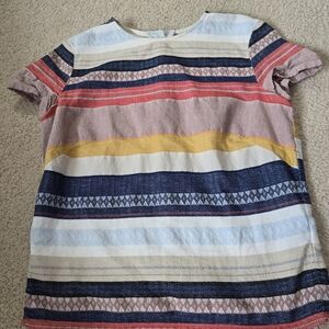 Sessùn Khalo Striped Cotton Button Front Top Womens Size Medium
